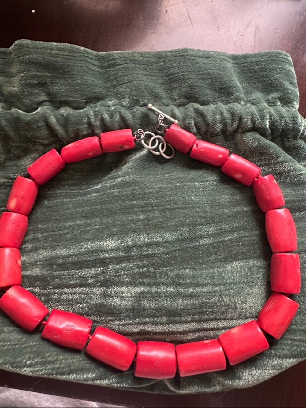 925 Red Coral Genuine Necklace